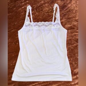 Elegant White Lace Trim Cami Top